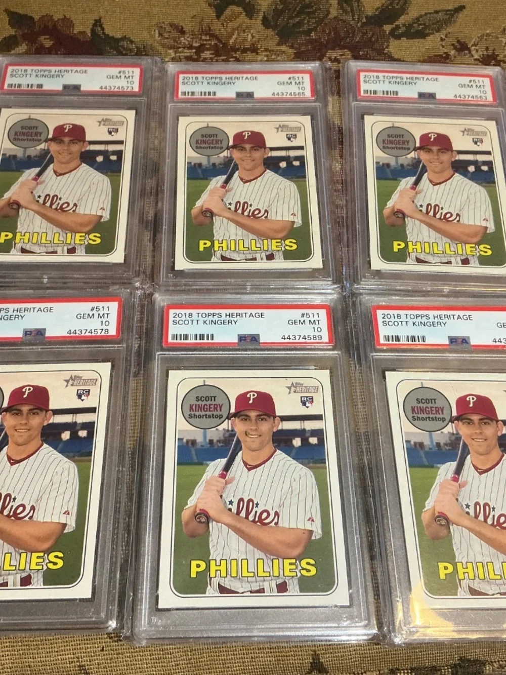 1 Scott Kingery 2018 Topps Heritage #511 rookie card Graded PSA 10
